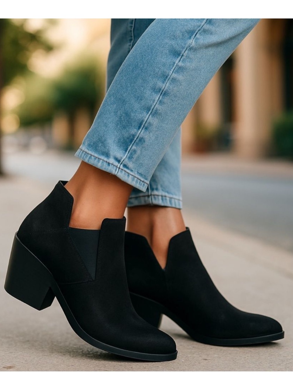 Eileen Fisher Black Suede Ankle Booties